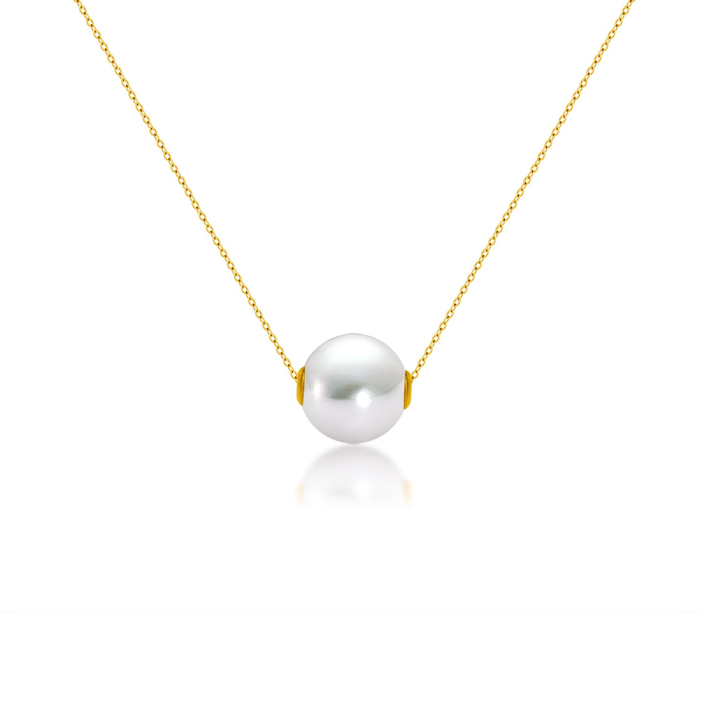 18K Gold Round Pearl Necklace Clavicle Chain - XIEL