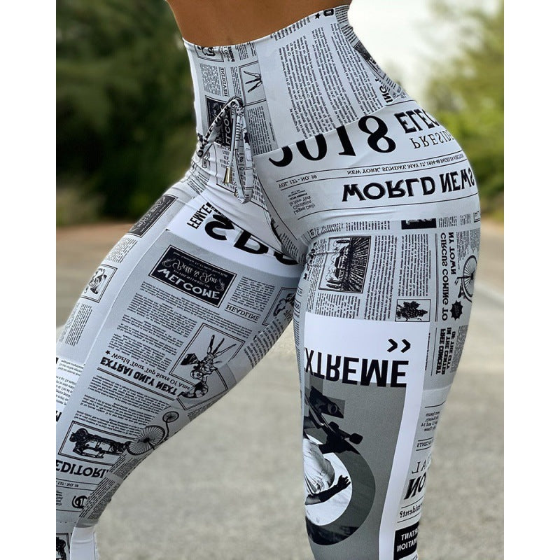 Digital Printing High Waist Stretch Yoga Pants - XIEL