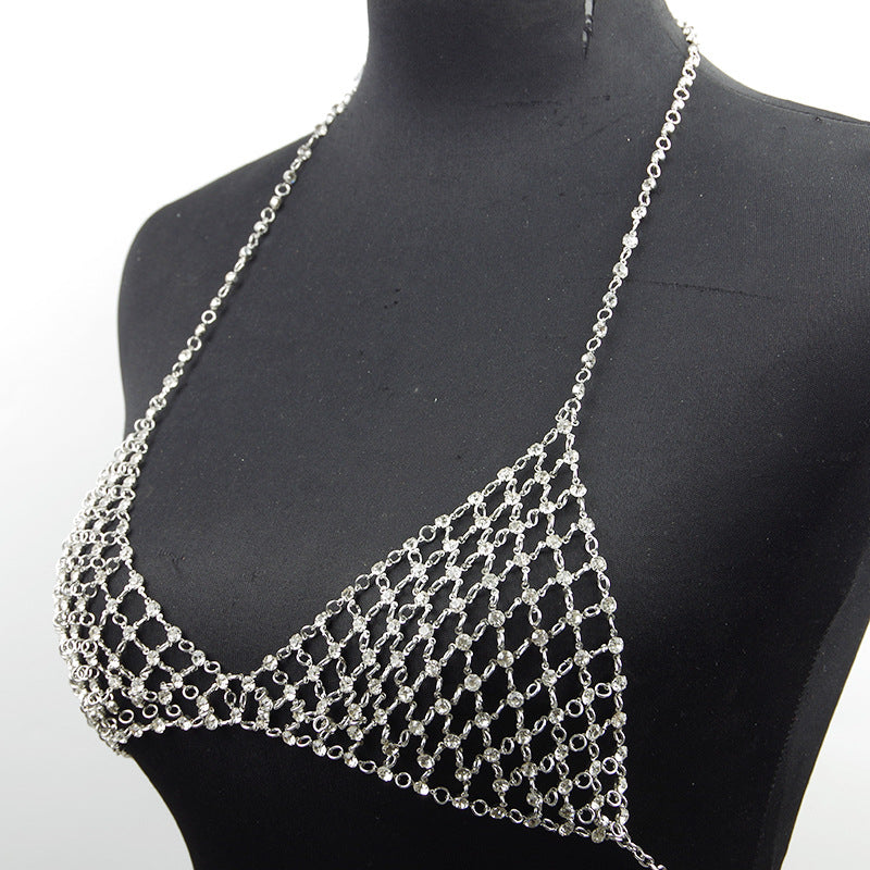 Leisure Nightclub Body Chains Artificial Diamond Chest Necklace - XIEL