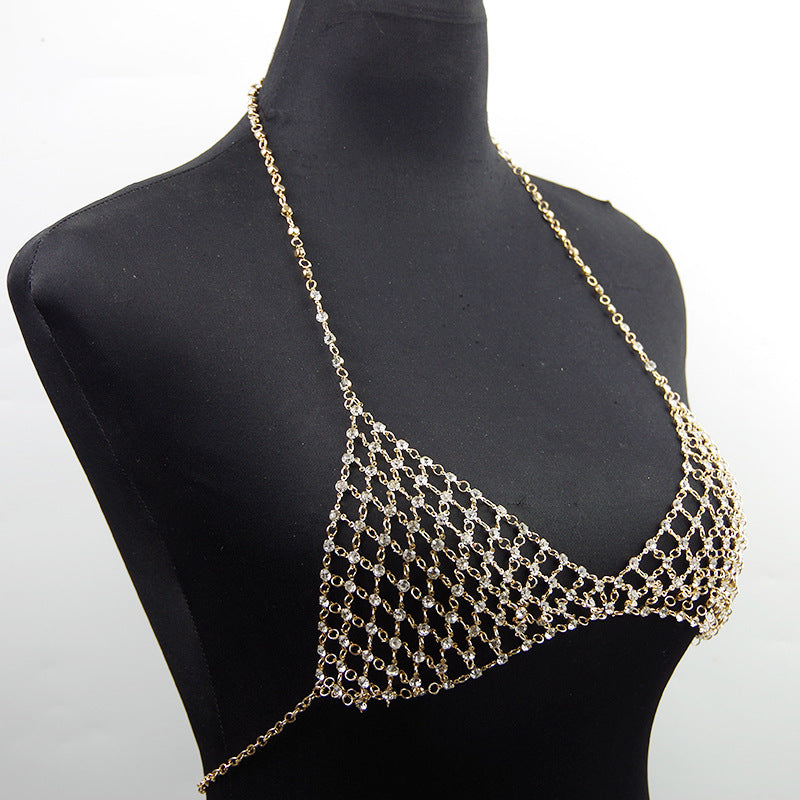 Leisure Nightclub Body Chains Artificial Diamond Chest Necklace - XIEL