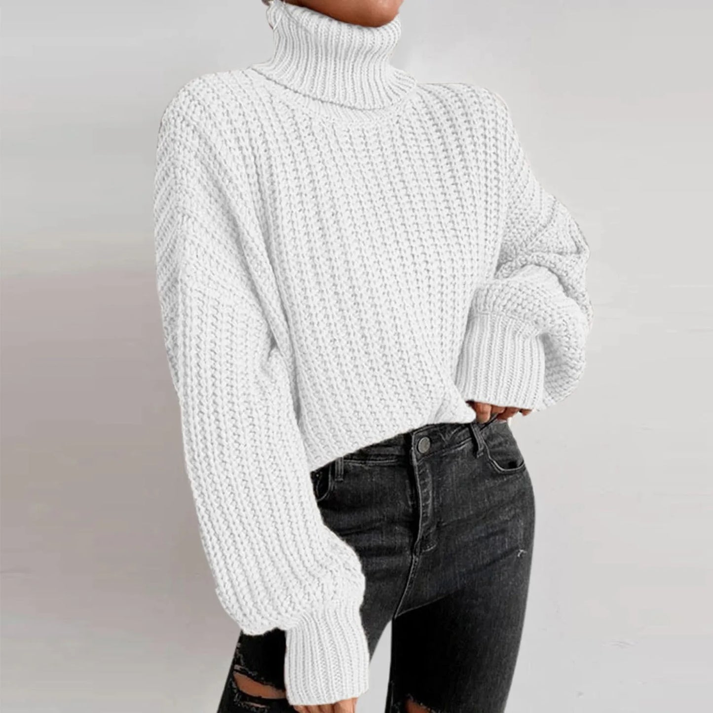 Stylish Women's Oversized Turtleneck Sweater - XIEL