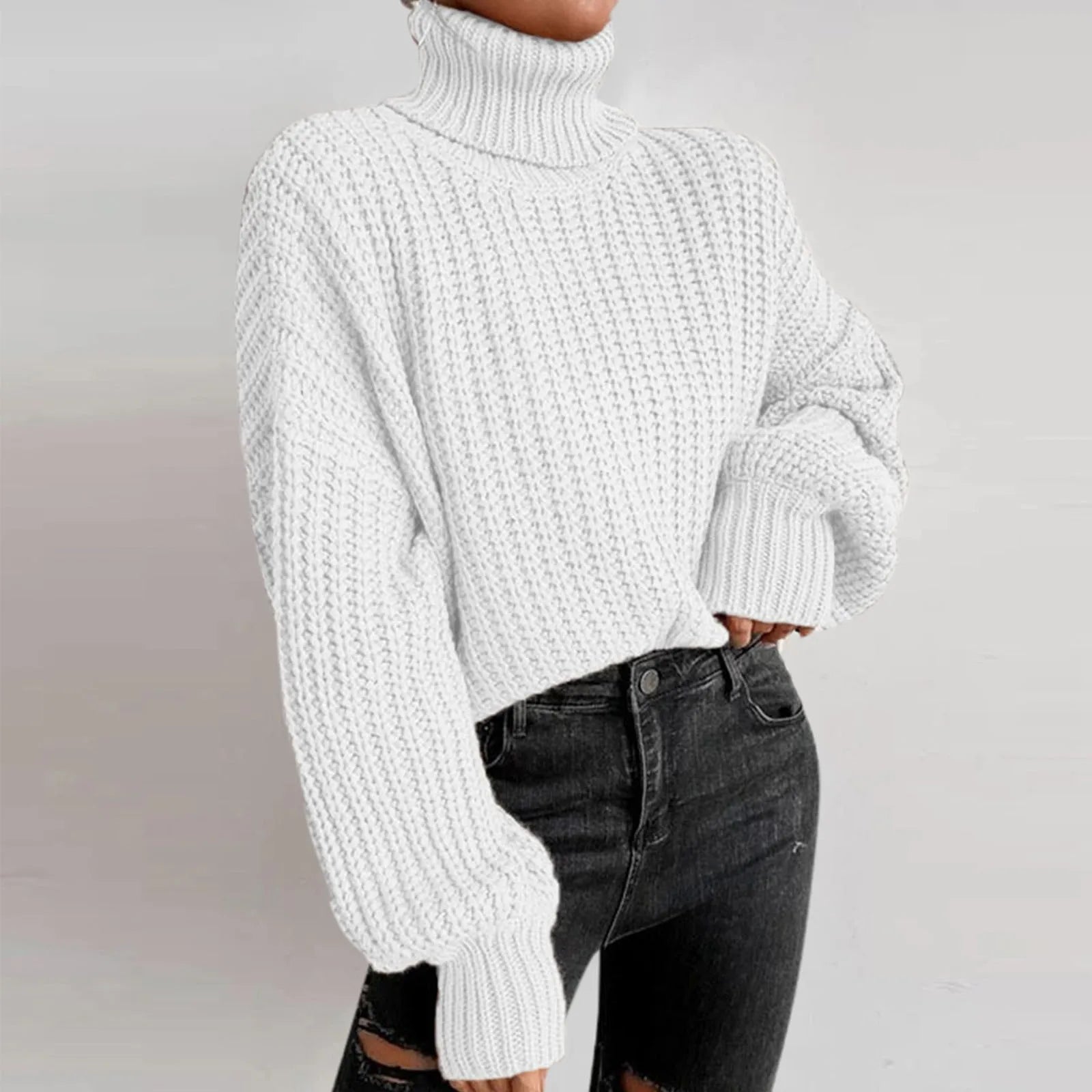 Stylish Women's Oversized Turtleneck Sweater - XIEL