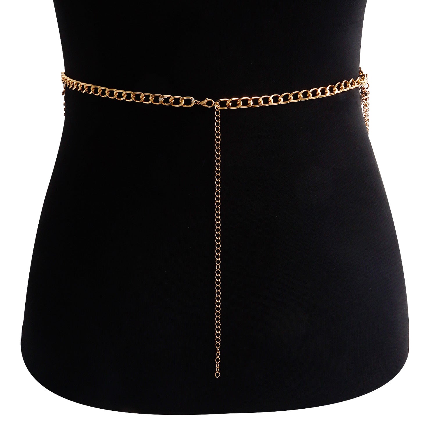 Trendy Hot Girl Waist Chain Rhinestone Wave Type Body Chains - XIEL