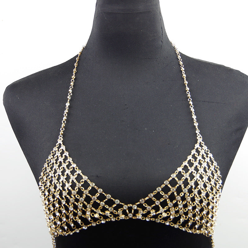 Leisure Nightclub Body Chains Artificial Diamond Chest Necklace - XIEL