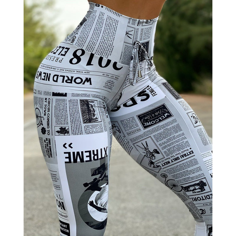 Digital Printing High Waist Stretch Yoga Pants - XIEL