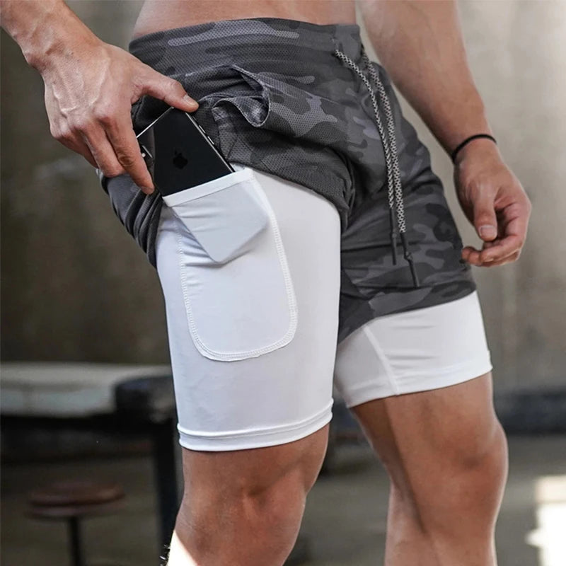 Men's Quick Dry Running Shorts, Double Layer Design