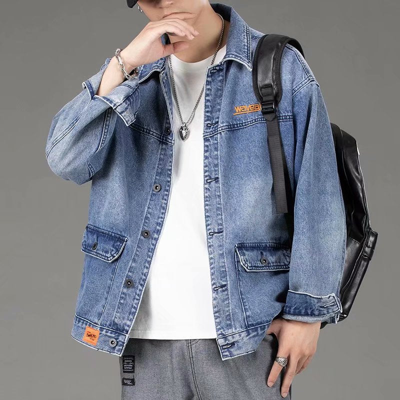 Men's Hip Hop Streetwear Denim Jacket, Casual and Loose Fit, Korean Style, S-4XL