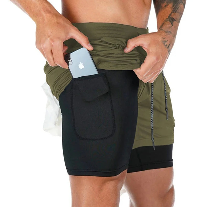 Men's Quick Dry Running Shorts, Double Layer Design