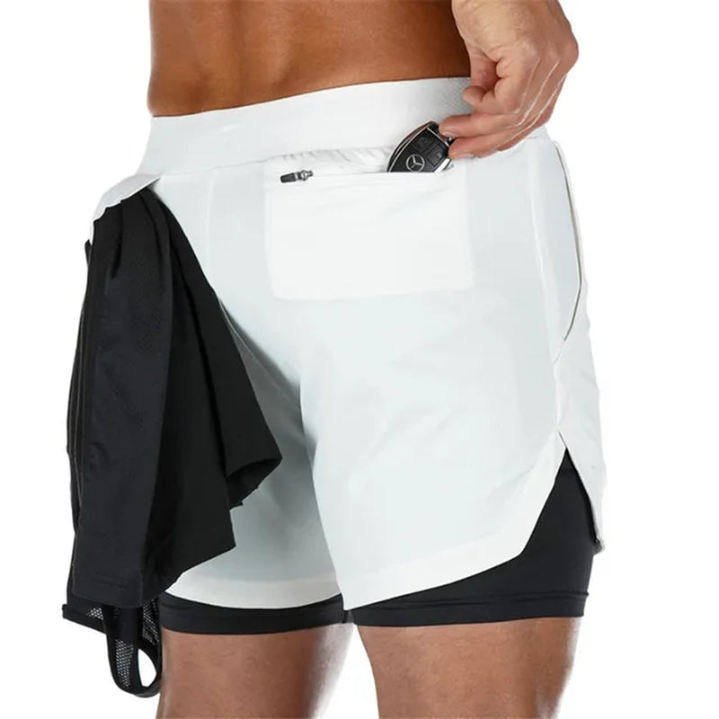 Men's Quick Dry Running Shorts, Double Layer Design