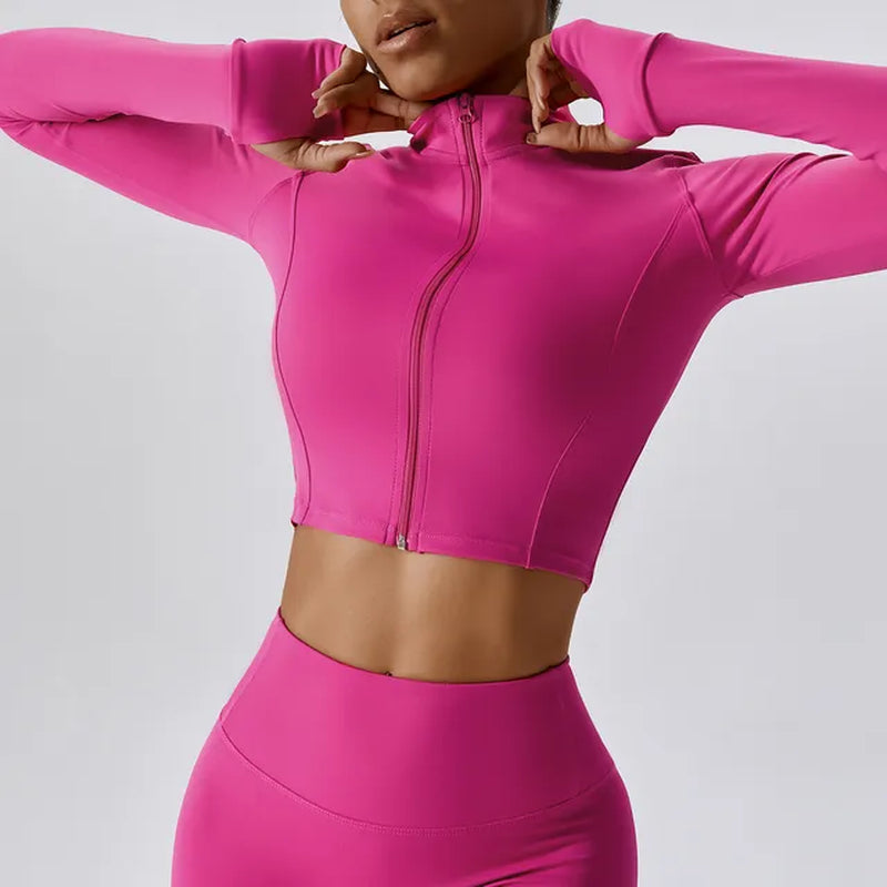  Long Sleeved Zip Yoga Jacket