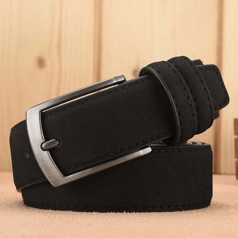 Genuine Leather Luxury Designer Waist Belt with Pin Buckle, Perfect for Jeans