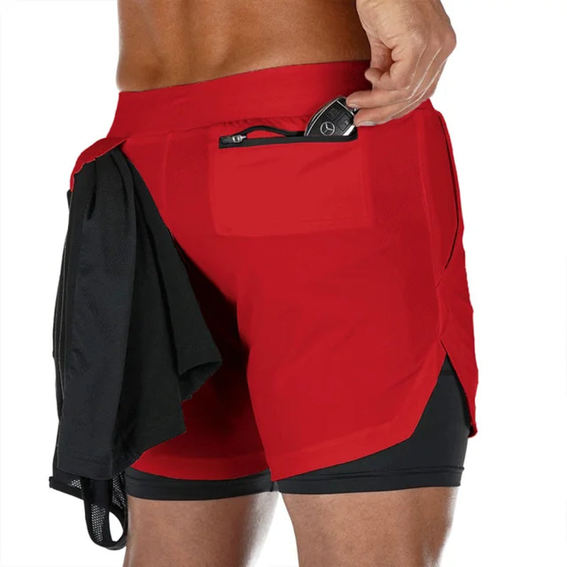 Men's Quick Dry Running Shorts, Double Layer Design