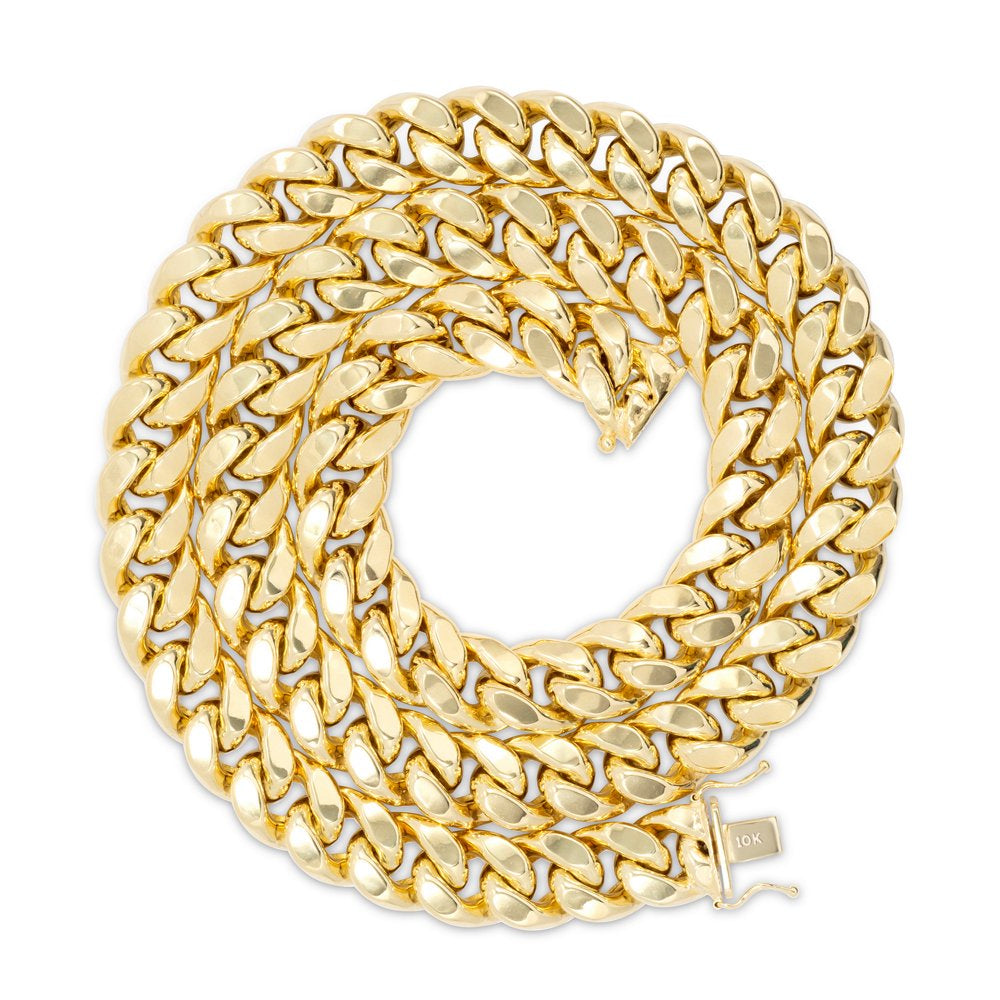 10K Yellow Gold 13Mm Thick Miami Cuban Link Chain Necklace