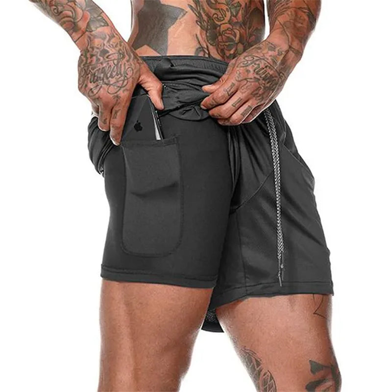 Men's Quick Dry Running Shorts, Double Layer Design