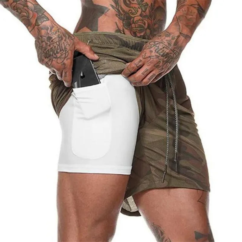 Men's Quick Dry Running Shorts, Double Layer Design