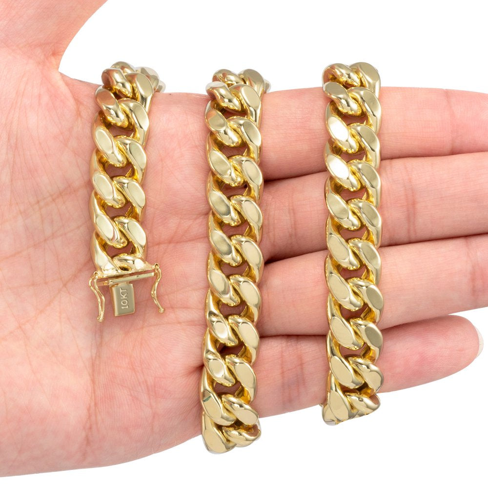 10K Yellow Gold 13Mm Thick Miami Cuban Link Chain Necklace