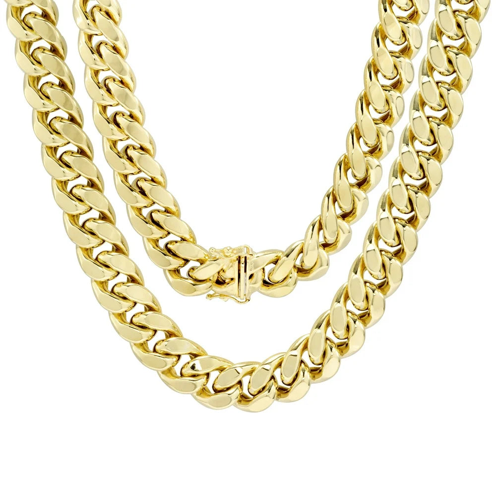 10K Yellow Gold 13Mm Thick Miami Cuban Link Chain Necklace