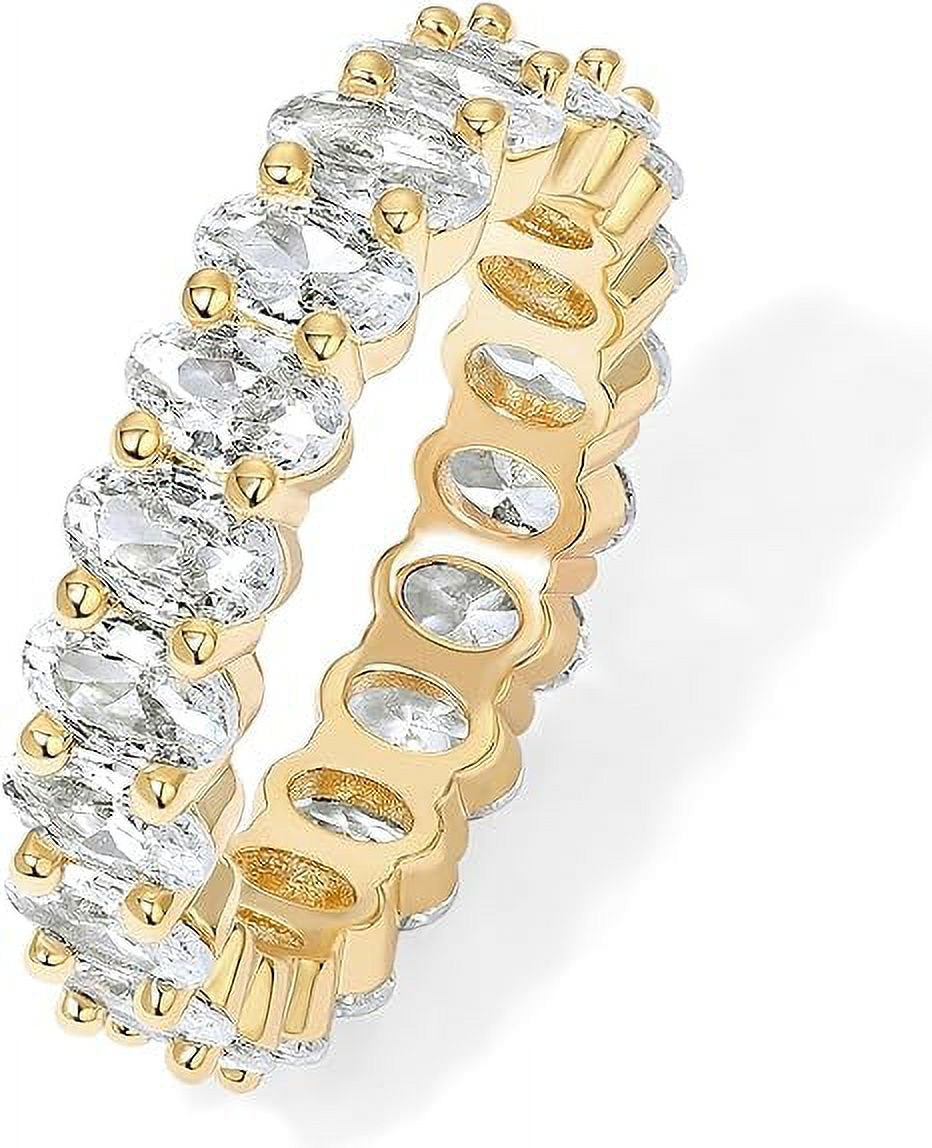 14K Yellow Gold Plated Love Rings Oval Cubic Zirconia Size 7