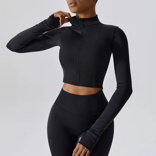  Long Sleeved Zip Yoga Jacket