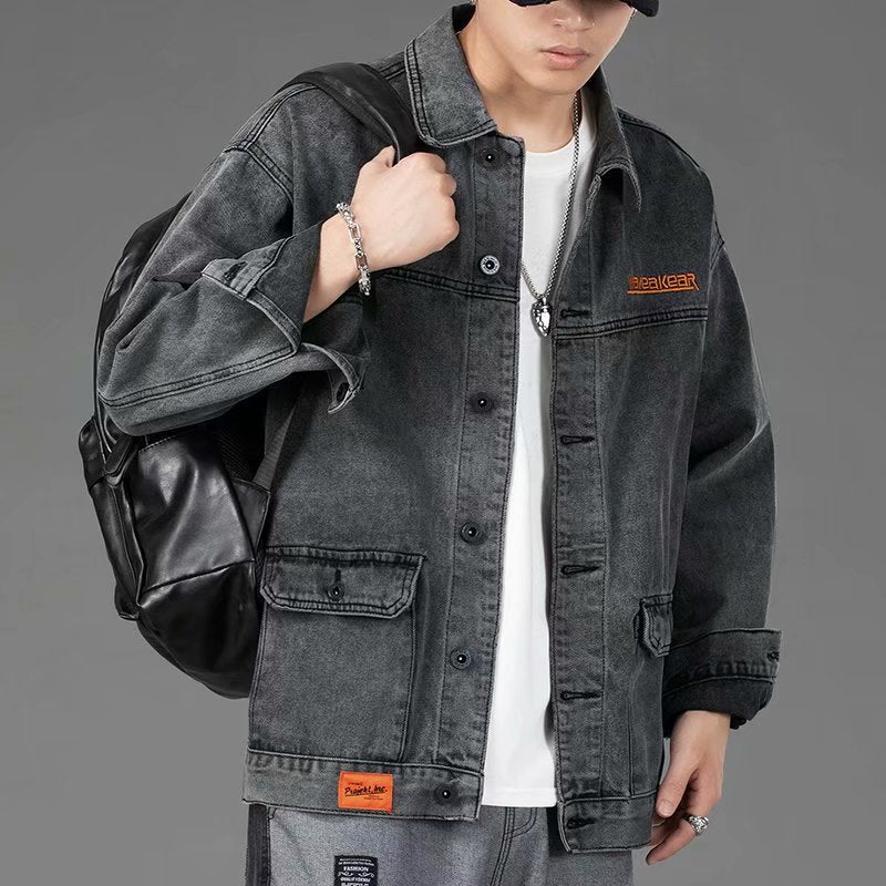 Men's Hip Hop Streetwear Denim Jacket, Casual and Loose Fit, Korean Style, S-4XL