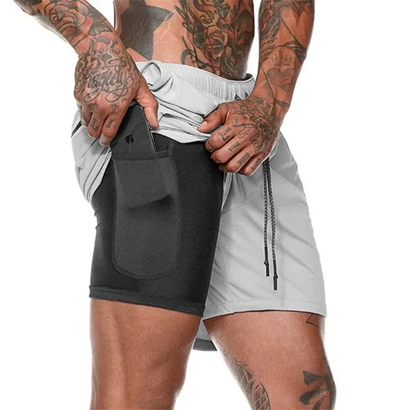 Men's Quick Dry Running Shorts, Double Layer Design