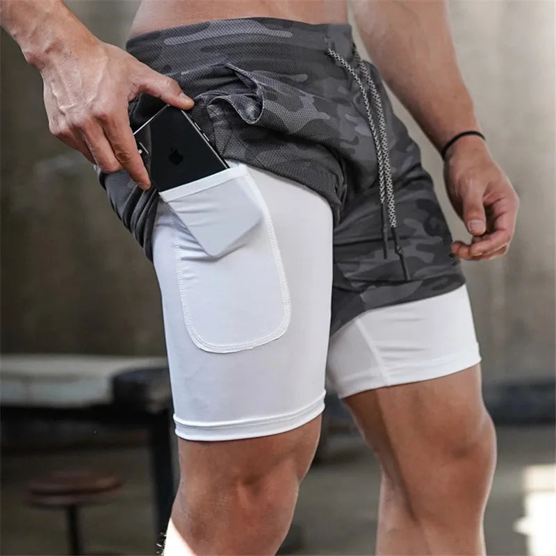 Men's 2-in-1 Camo Running Shorts - XIEL