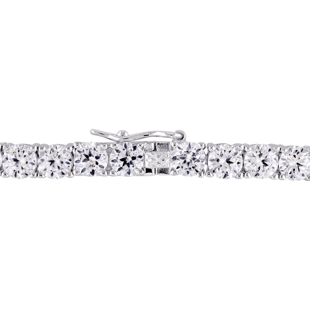 14-1/4 Carat T.G.W. Created White Sapphire Sterling Silver Bracelet