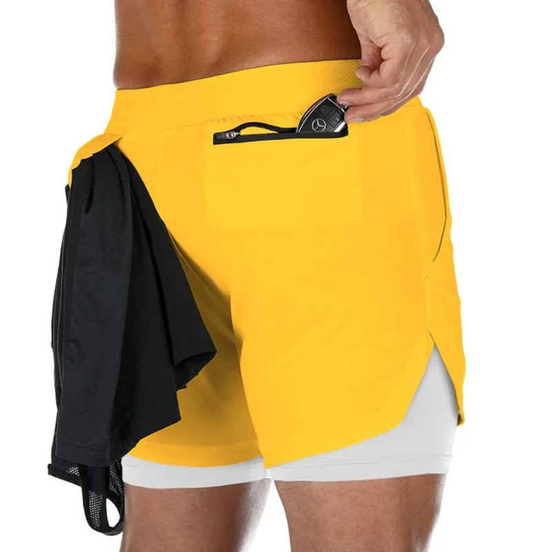 Men's Quick Dry Running Shorts, Double Layer Design