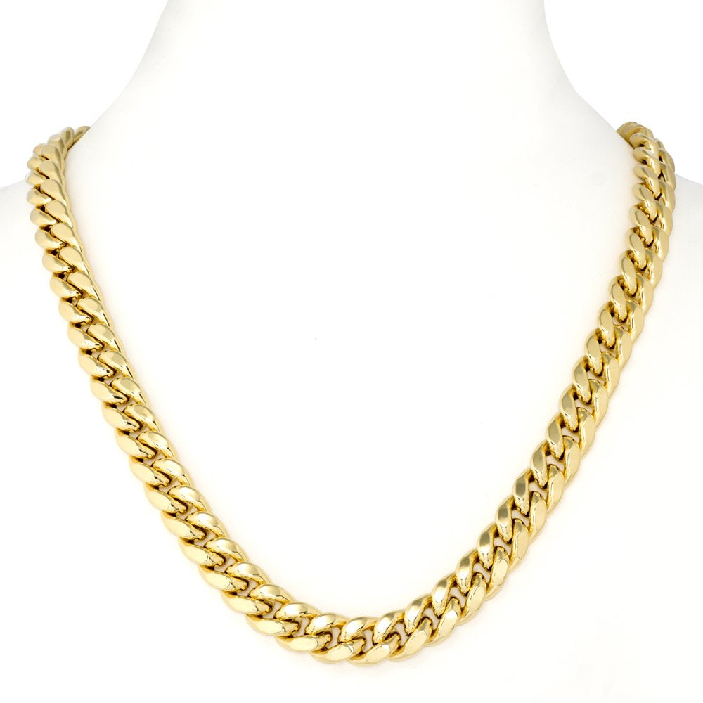 10K Yellow Gold 13Mm Thick Miami Cuban Link Chain Necklace