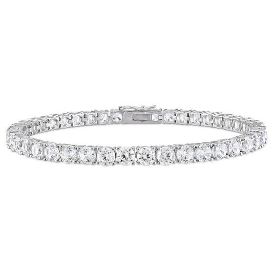 14-1/4 Carat T.G.W. Created White Sapphire Sterling Silver Bracelet