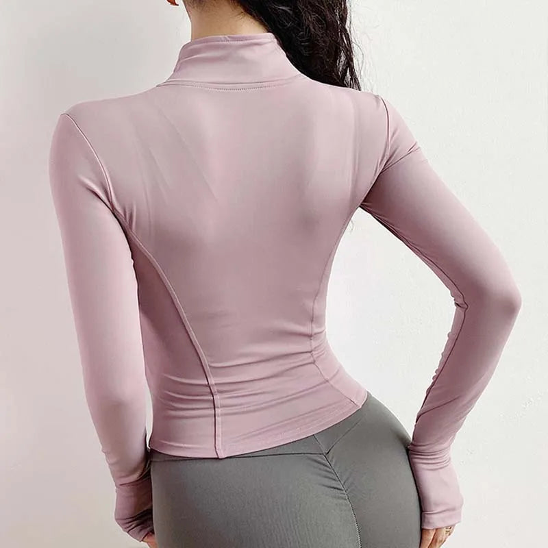 Women's Slim Fit Long Sleeve Yoga Crop Top with Thumb Holes