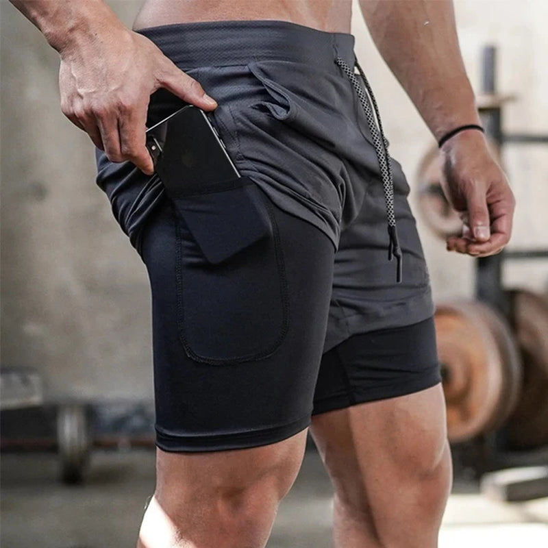 Men's Quick Dry Running Shorts, Double Layer Design