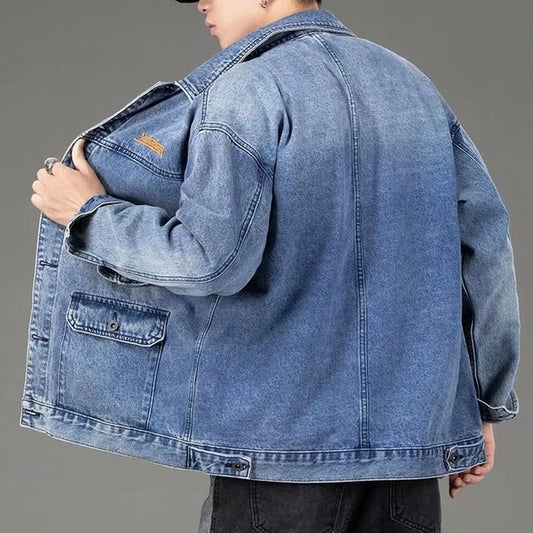 Men's Hip Hop Streetwear Denim Jacket, Casual and Loose Fit, Korean Style, S-4XL