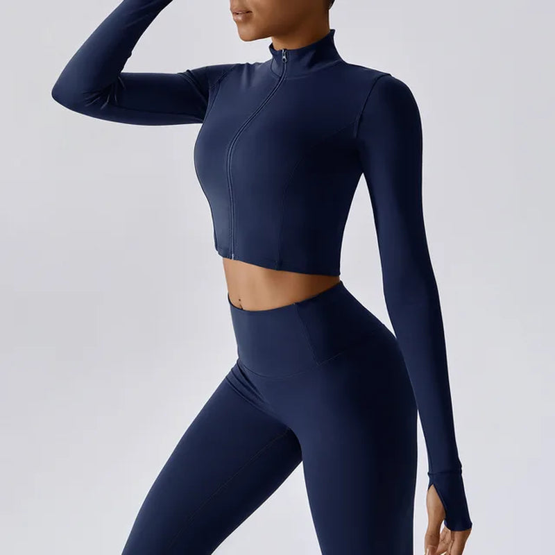  Long Sleeved Zip Yoga Jacket