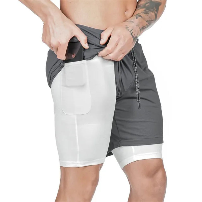 Men's Quick Dry Running Shorts, Double Layer Design